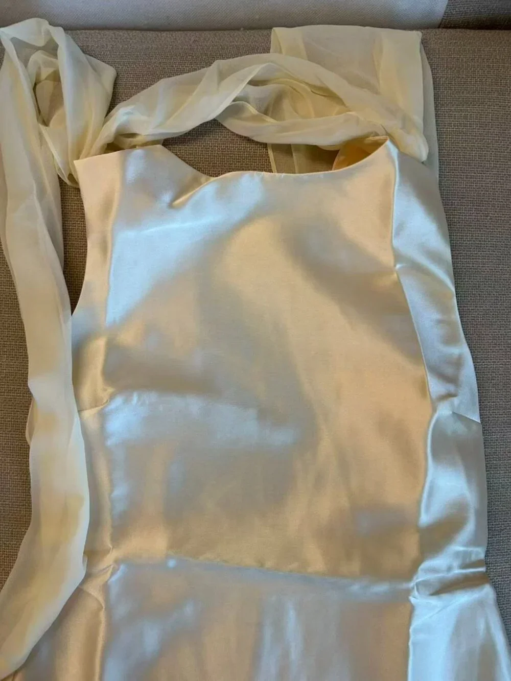 BEST Reformation Ecru Mini Dress Sz6 Butter Cream Scarf Wedding Party Cocktail - Picture 8 of 15